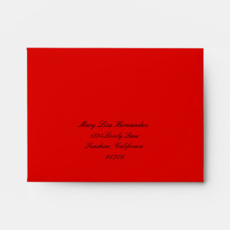 Enveloppe rouge d'adresse de retour pour RSVP