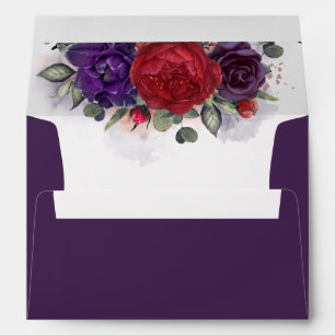Enveloppe Rouge de Bourgogne et mariage moderne pourpre de