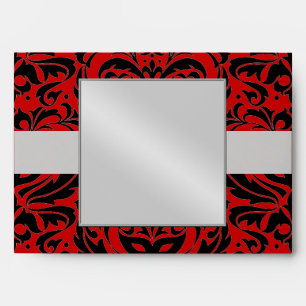 Enveloppe rouge de Halloween de damassé de noir d