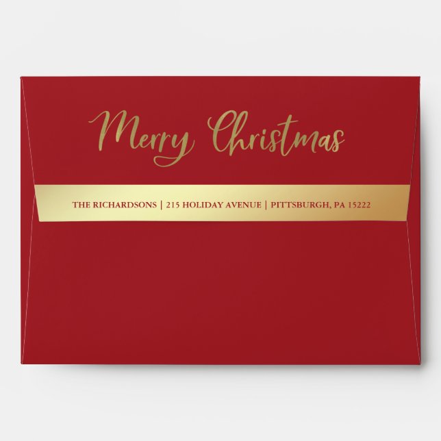 Enveloppe Rouge de Joyeux Noël et typographie élégante de (Dos (Haut rabat))