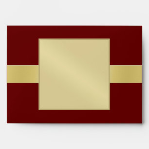 Enveloppe Rouge élégant de monogramme d'or toute l'envelop
