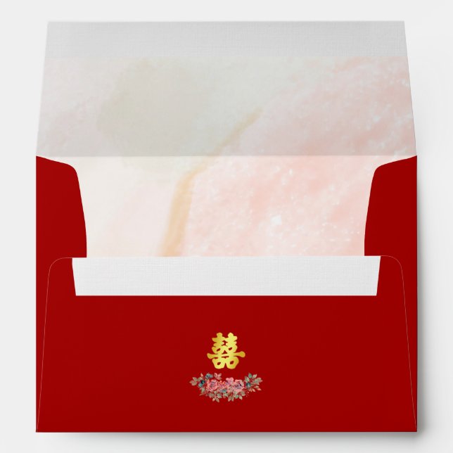 Enveloppe Rouge élégant rustique poussiéreux mariage à fleur (Dos (Bas))