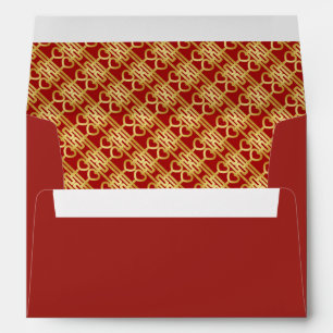 Enveloppe Rouge et bonheur chinois d'or double