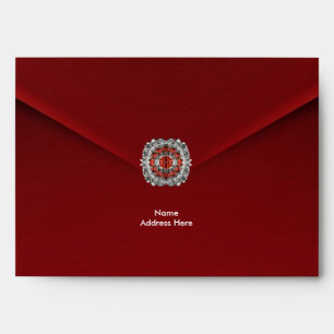 Enveloppe Rouge Fausse Velours Imprimé Diamant Bij