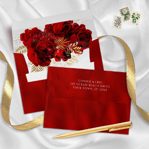 Enveloppe Rouge Faux Metallic Formal Mariage élégant