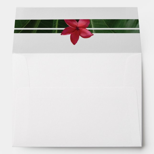 Enveloppe Rouge Frangipani Plumeria 5x7 Faire-part de mariag (Dos (Bas))