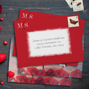 Enveloppe Rouge gras, Faire-part de mariage 5x7 préadressée
