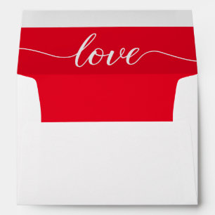 Enveloppe Rouge Ligne amour Script Retourner adresse Mariage