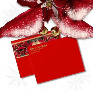 Enveloppe Rouge Noël Poinsettia