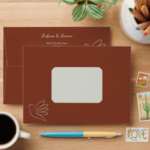 Enveloppe Rouge profond avec la colombe de la paix Graphique