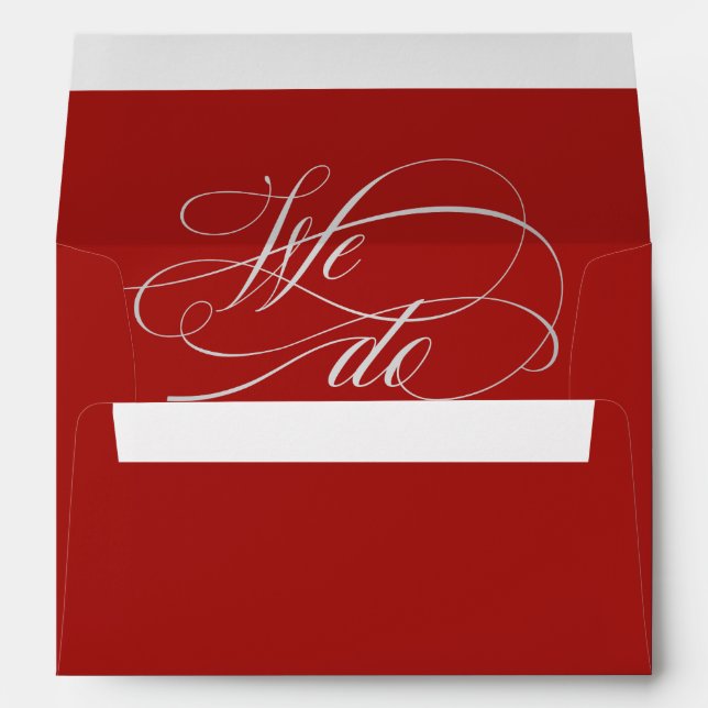 Enveloppe Rouge romantique Nous faisons Calligraphie Mariage (Dos (Bas))