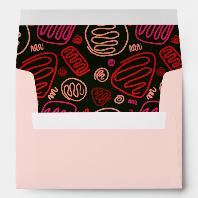 Enveloppe Rouge rose Beige Noir Une Ligne Motif Artistique E (Dos (Bas))