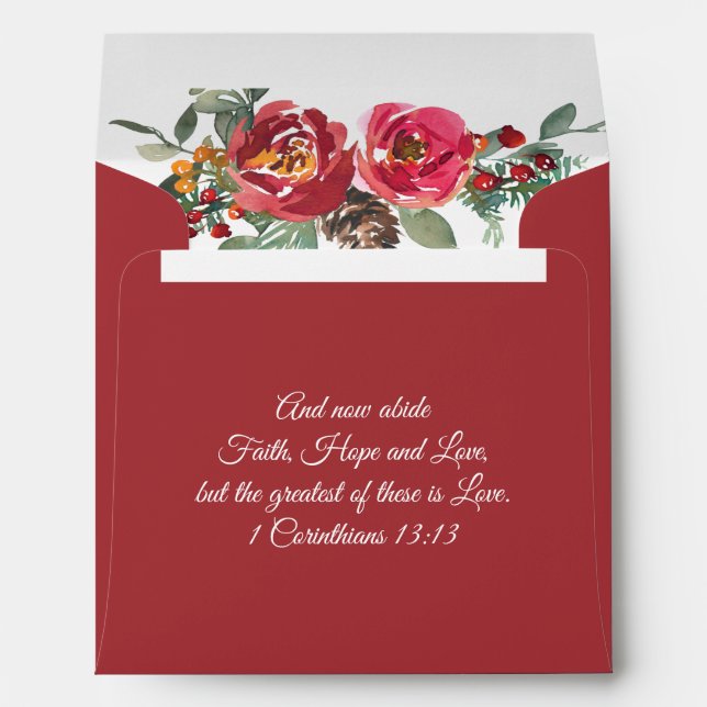 Enveloppe Rouge rose vert Noël Mariage inspirant (Dos (Bas))