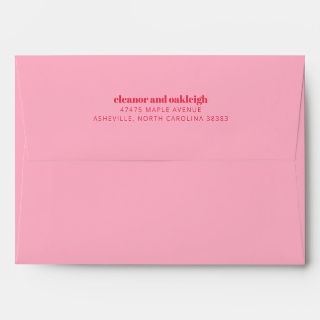 Enveloppe Rouge rose vif rose moderne Mariage simple (Dos (Haut rabat))