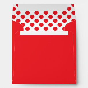 Enveloppe Rouge sur point Polka blanc