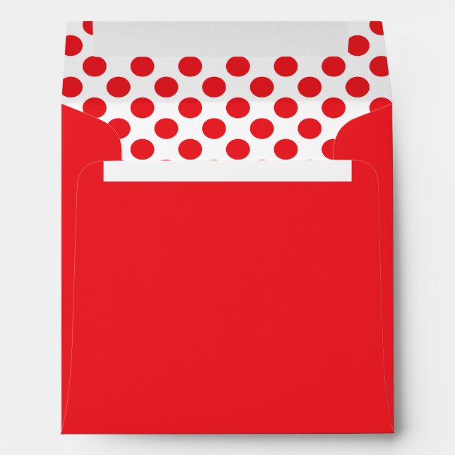 Enveloppe Rouge sur point Polka blanc (Dos (Bas))