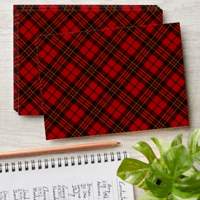 Enveloppe Rouge tartan Noël plaid vacances hiver motif (Stacked)