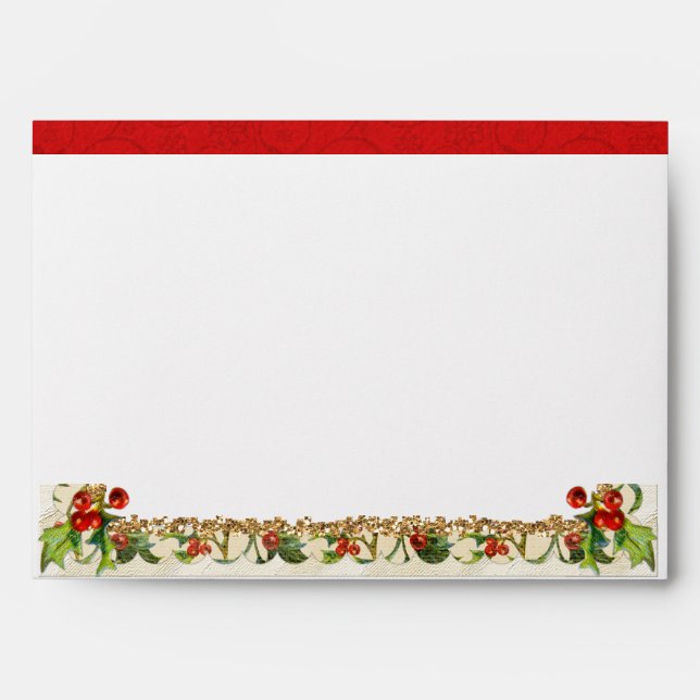 Enveloppe Rouge traditionnel de Noël bonnes fêtes (Devant)
