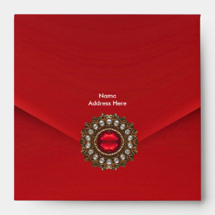 Enveloppe Rouge Velours Bijou