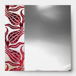 Enveloppe ROUGE VELVET DAMASK TULIPS Bourgogne White Moonsto