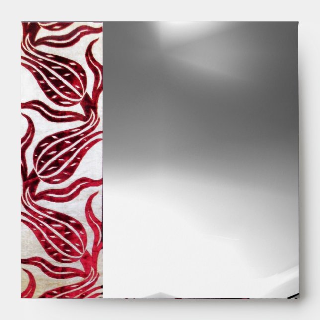 Enveloppe ROUGE VELVET DAMASK TULIPS Bourgogne White Moonsto (Devant)