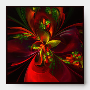 Enveloppe Rouge vert moderne Floral Abstrait Art Motif #05