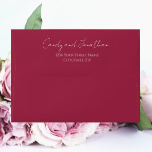 Enveloppe Rouge Vin Style Simple Moderne Écriture Mariage