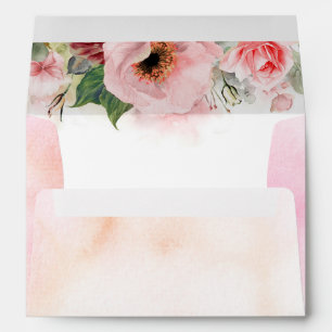 Enveloppe Rougissent les fleurs roses d'aquarelle élégante