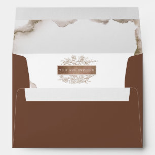 Enveloppe Rouille, Élégant Monogramme, Mariage d'aquarelle t