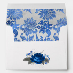 Enveloppe Royal Blue et Silver Floral Mariage