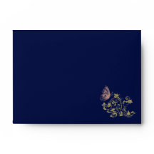 Enveloppe Royal Blue Gold Butterfly Mariage Card