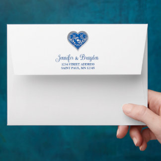 Enveloppe Royal Blue Heart Faire-part de mariage