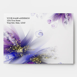 Enveloppe Royal Blue Purple Abstrait Floral