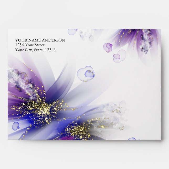 Enveloppe Royal Blue Purple Abstrait Floral (Devant)