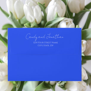 Enveloppe Royal Blue Simple Style Moderne Script Mariage