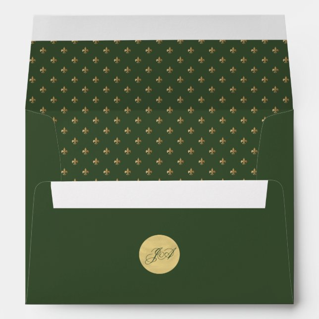 Enveloppe Royal luxe or de style français fleur de lis (Dos (Bas))