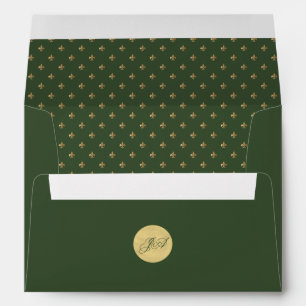 Enveloppe Royal luxe or de style français fleur de lis