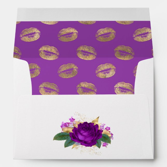 Enveloppe Royal Purple et Gold Floral (Dos (Bas))