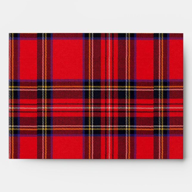 Enveloppe Royal Stewart tartan rouge noir plaid (Devant)
