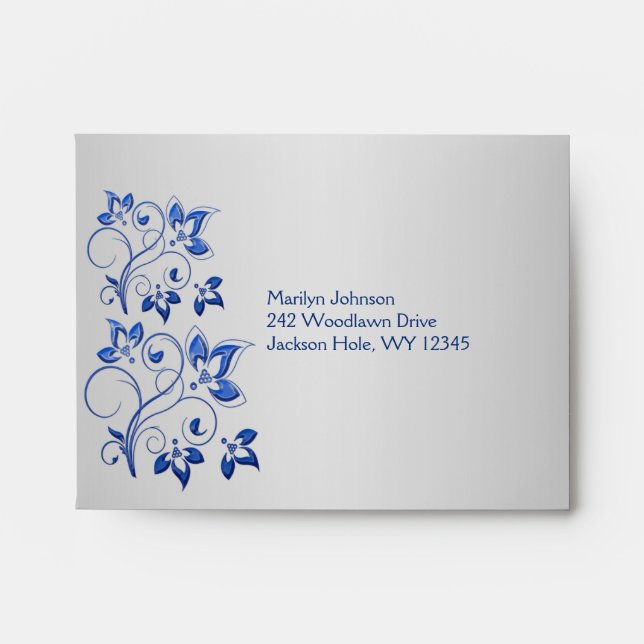 Enveloppe royale bleue et argent pour carte RSVP (Devant)