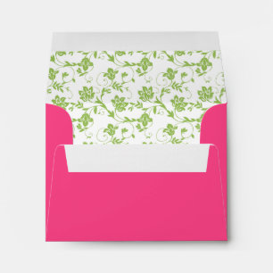 Enveloppe RSVP A-2 à fleurs vertes et roses chaude
