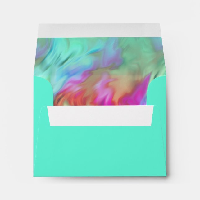 Enveloppe RSVP Aqua Tie Dye Design (Dos (Bas))