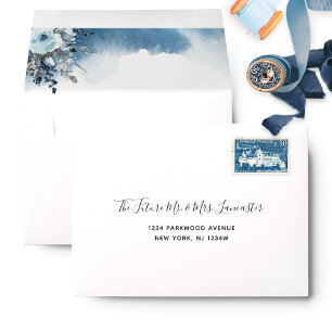 Enveloppe RSVP, Aquarelle Bleue et Floral