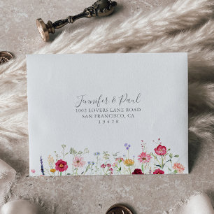 Enveloppe RSVP auto-adressé simple Fleur sauvage multicolore