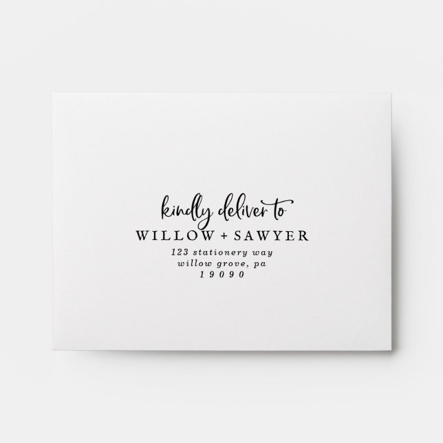 Enveloppe RSVP auto-adressée de script rustique (Devant)