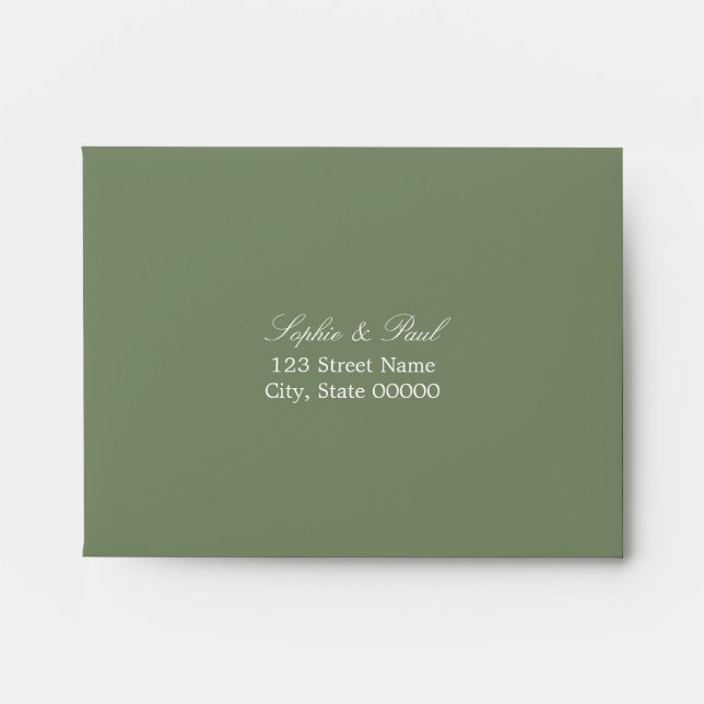 Enveloppe RSVP auto-adressée Sage Green (Devant)