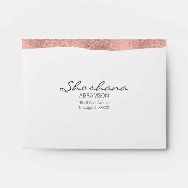 Enveloppe RSVP Bat mitzvah rose Gold Brushstroke (Devant)