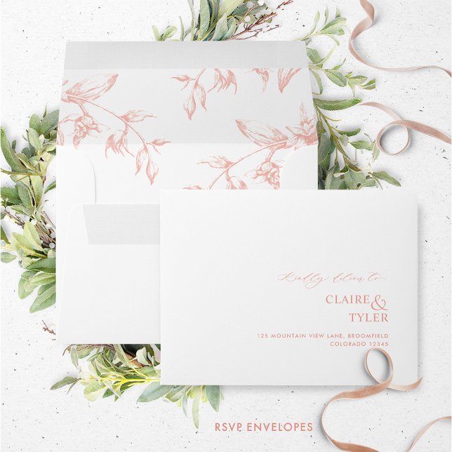Enveloppe RSVP Blanc, Bleu et Pêcher Élégant Forme, Floral (Créateur téléchargé)