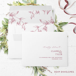 Enveloppe RSVP Blanc Bourgogne Élégant Moderne, Formel Flora