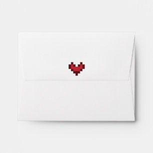 Enveloppe RSVP blanc Gamer avec Coeur Pixel Rétro